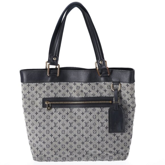 Louis Vuitton Lucile GM Monogram Handbag M92675 Blue Mini Lin Canvas - Picture 1 of 9
